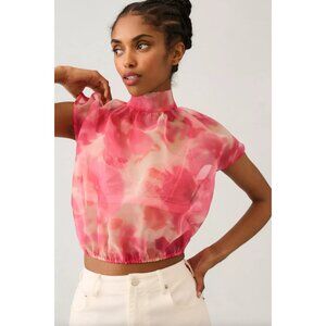 Anthropologie Sunday in Brooklyn Sheer Tie-Neck Cropped Blouse Size M